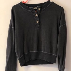 Black quarter button sweater